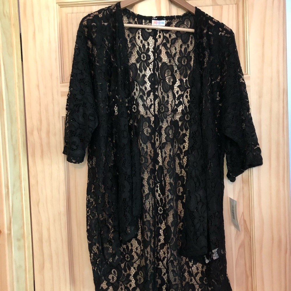 Lularoe Lindsay Kimono Black Lace New Small